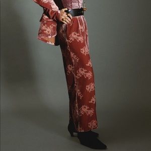 Anthropologie floral burnout velvet pants